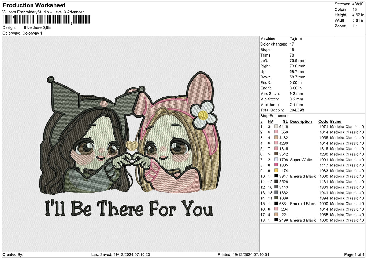 i'll be there Embroidery File 6 size