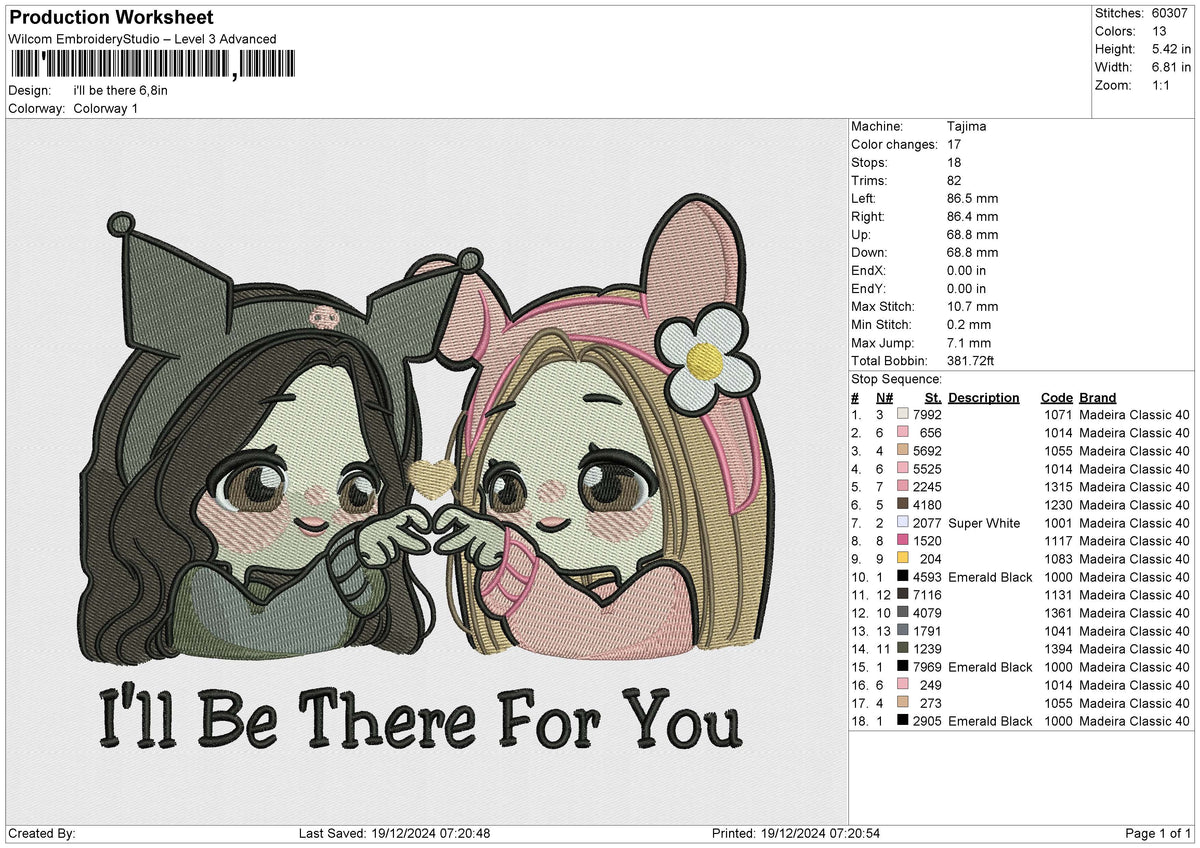 i'll be there Embroidery File 6 size