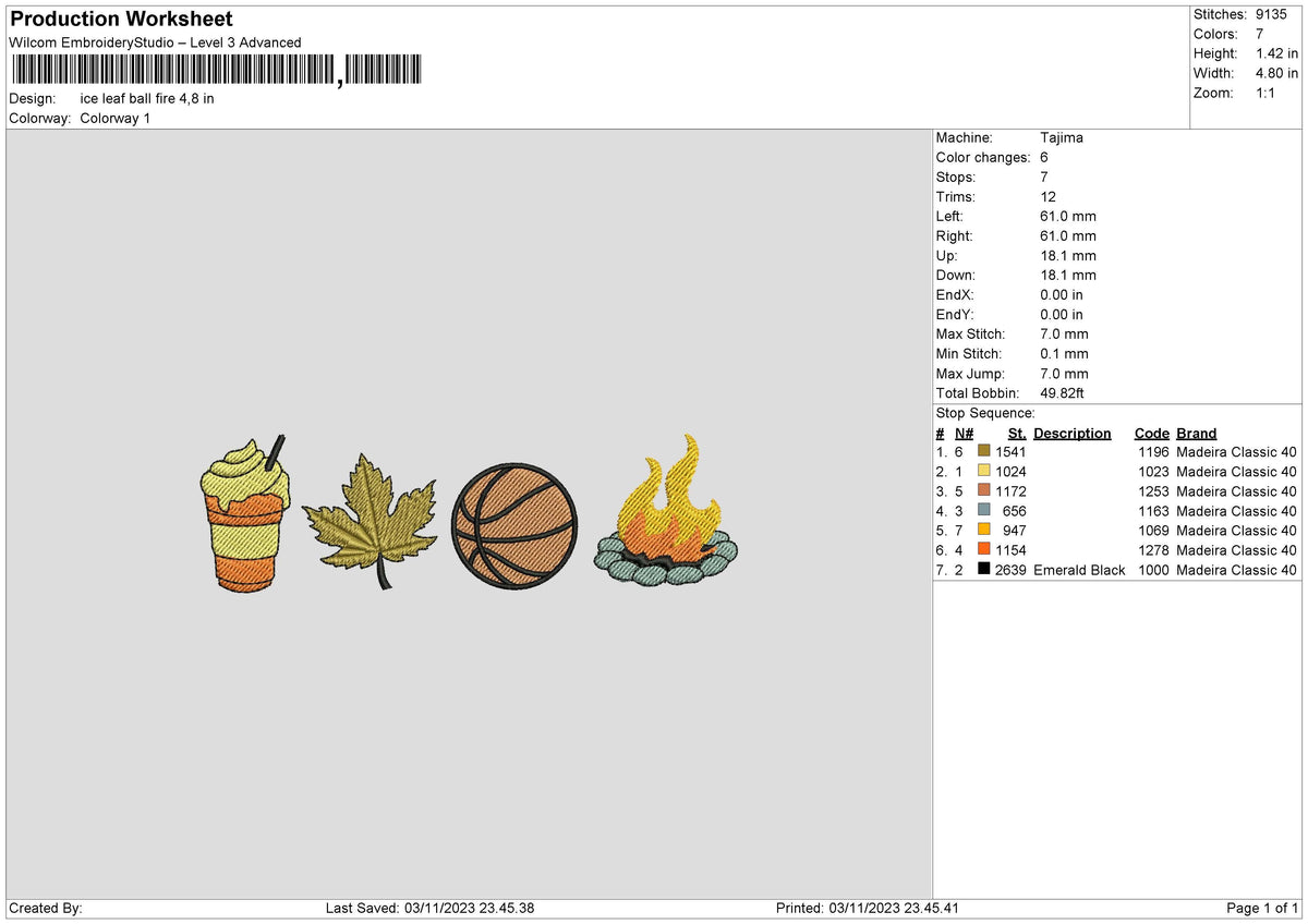 Ice Leaf Embroidery File 6 sizes