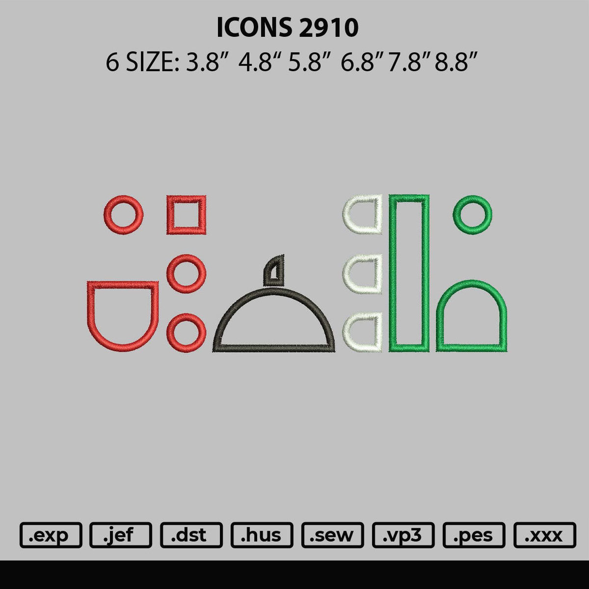 Icons 2910 EMbroidery File 6 sizes