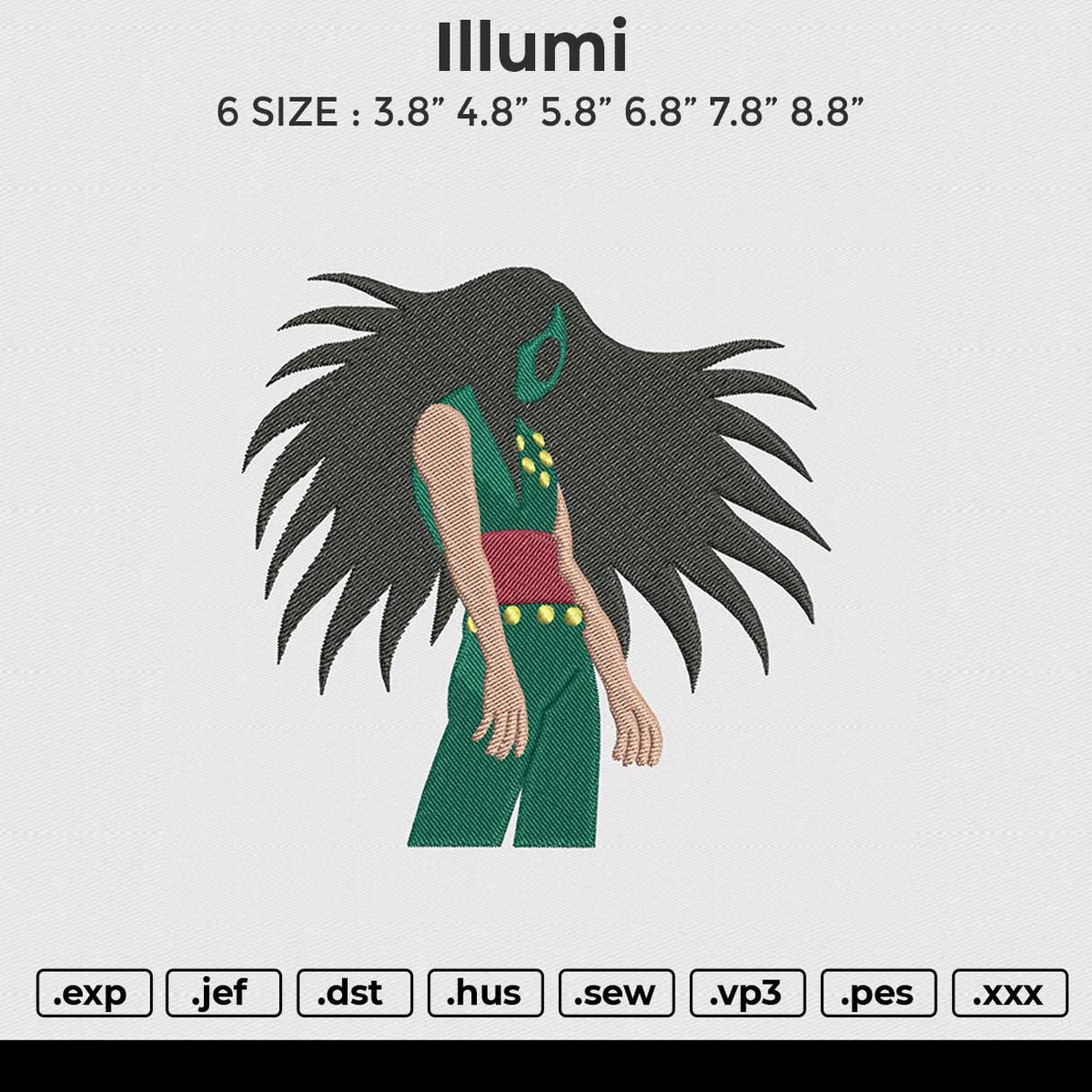 illumi Embroidery File 6 size