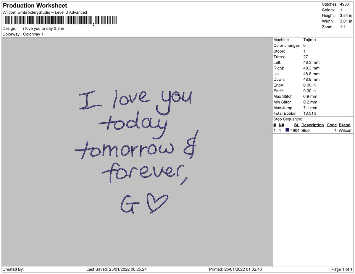 I Love you to day Embroidery