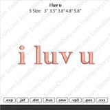 I Luv U Text Embroidery