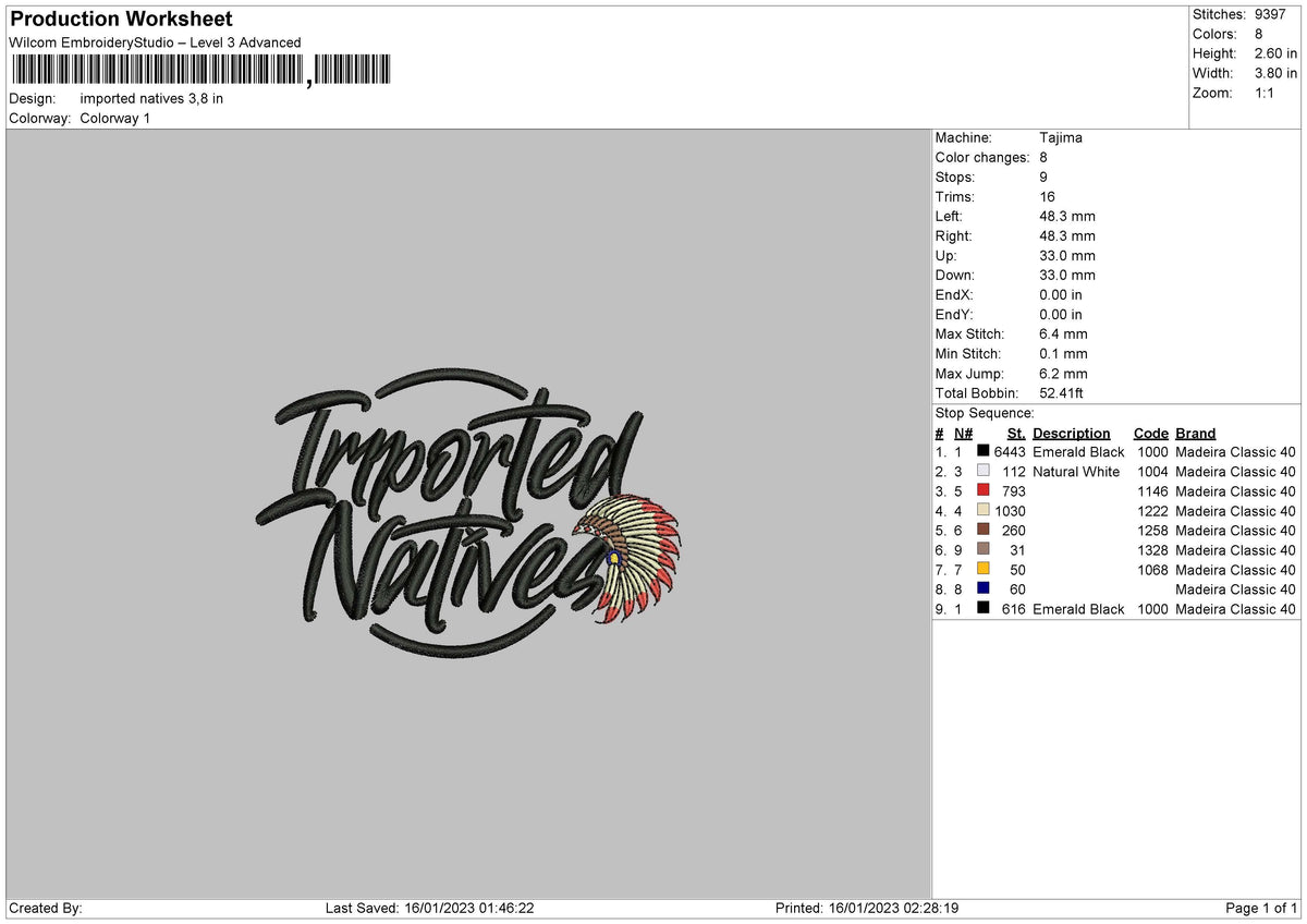 Imported N Embroidery File 6 sizes