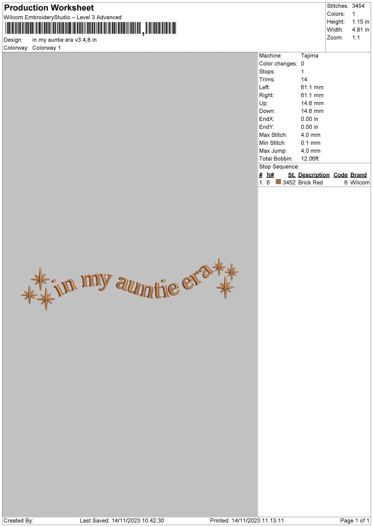 Auntie Txt V3 Embroidery File 6 sizes