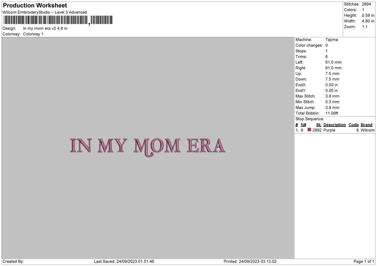 Mom Era V2 Embroidery File 6 sizes