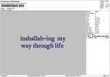 Inshallah Text Embroidery File 6 sizes