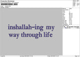Inshallah Text Embroidery File 6 sizes