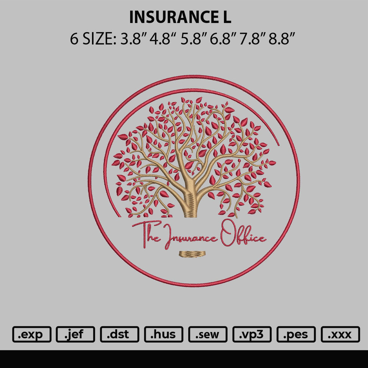 Insurance L Embroidery File 6 sizes