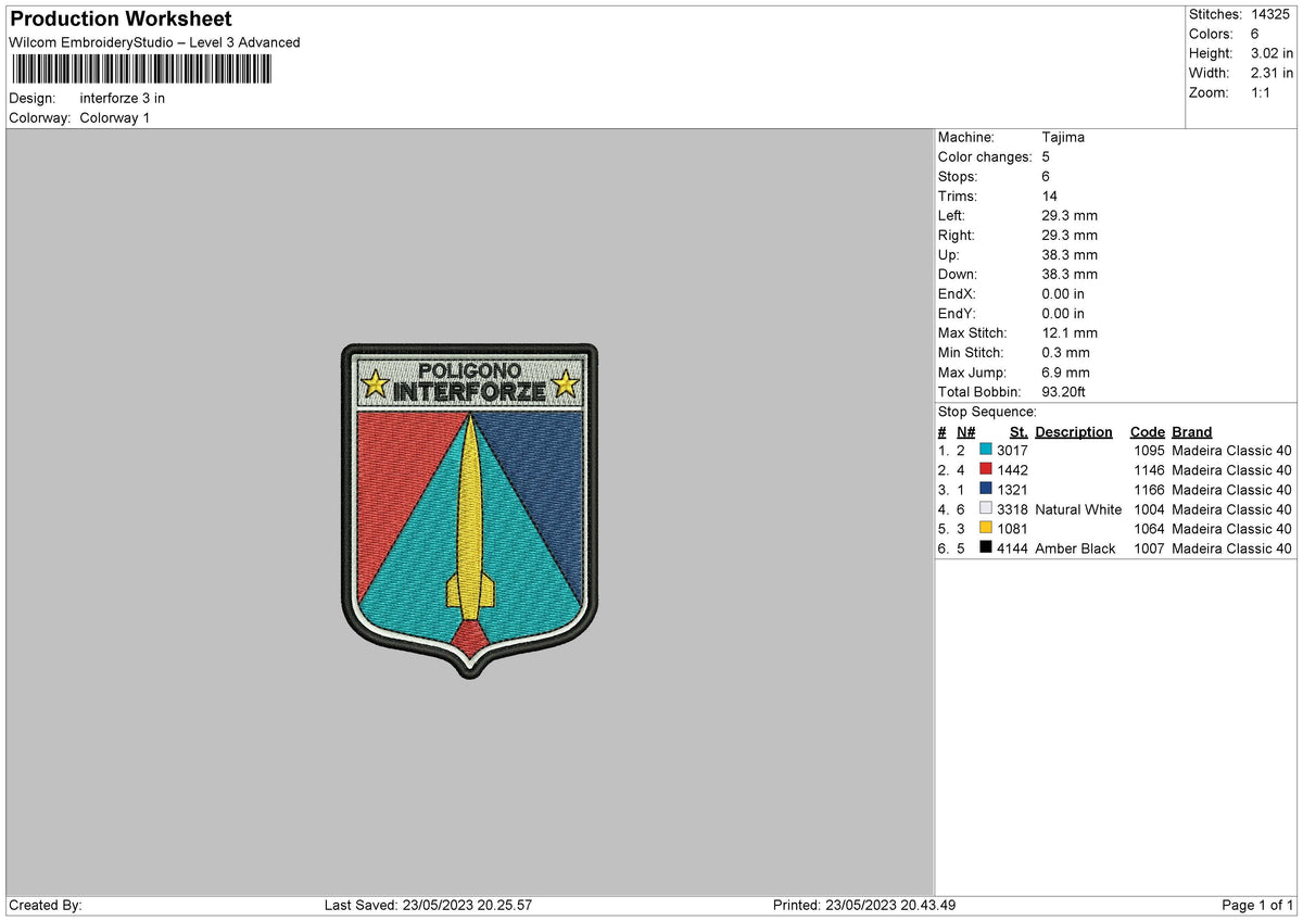 Interforze Embroidery File 6 sizes
