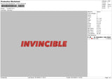 Invicible Txt Embroidery File 6 sizes