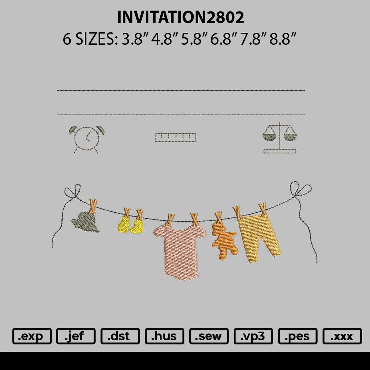 Invitationtext 2802 Embroidery File 6 sizes