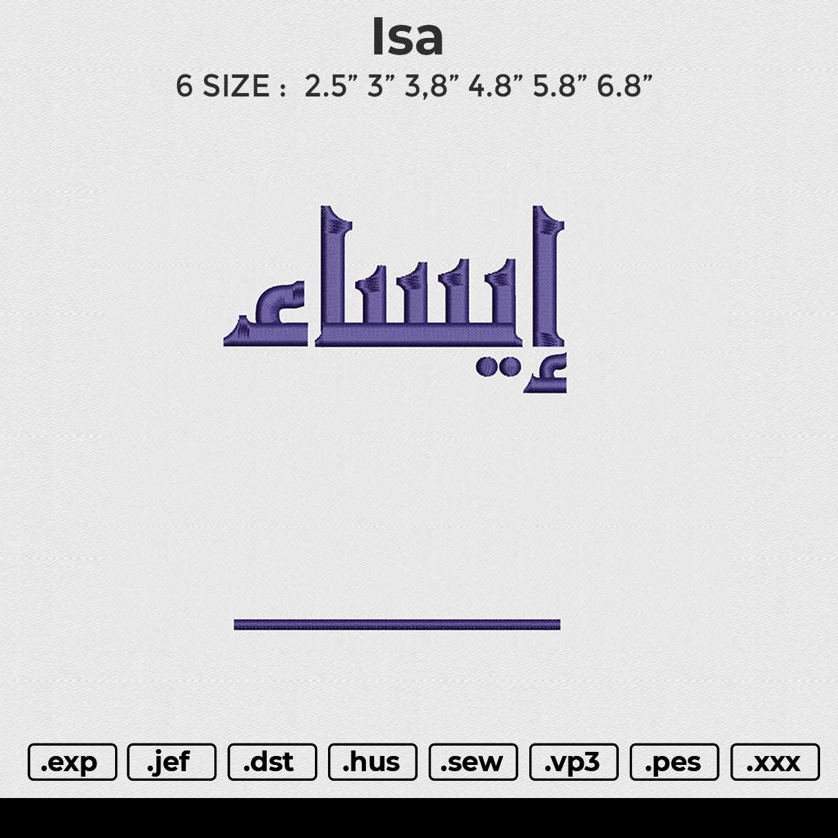ISA Embroidery File 6 size