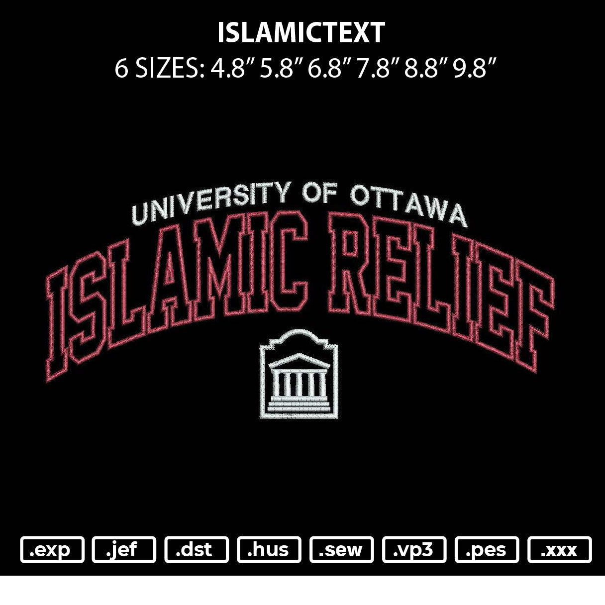 Islamictext Embroidery File 6 sizes