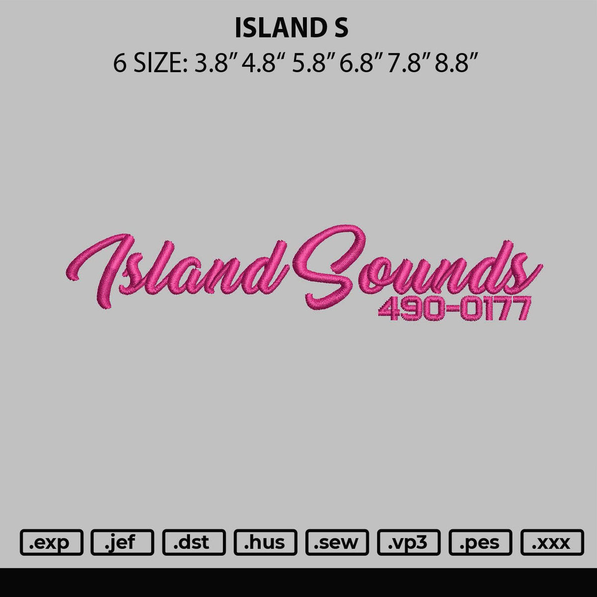 Island S Embroidery File 6 sizes