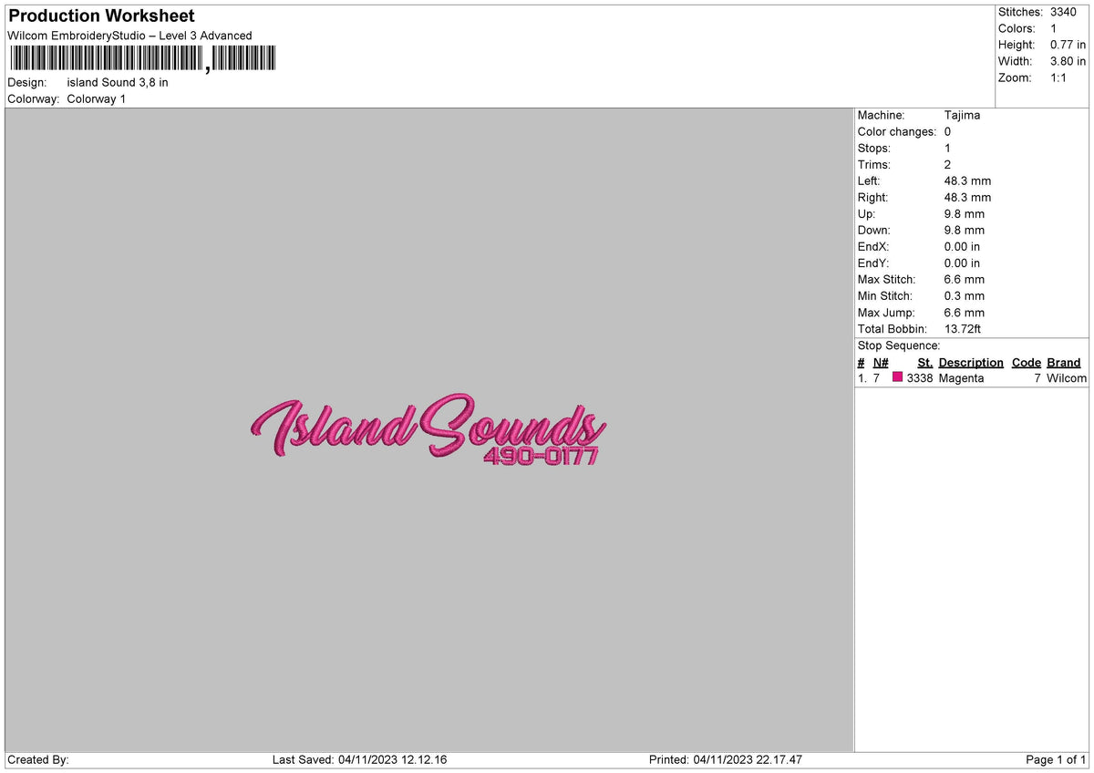 Island S Embroidery File 6 sizes