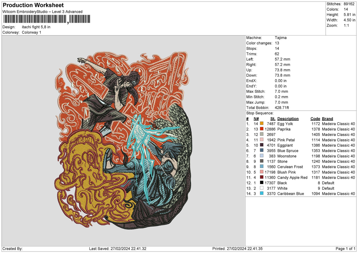 Itachifight Embroidery File 6 sizes