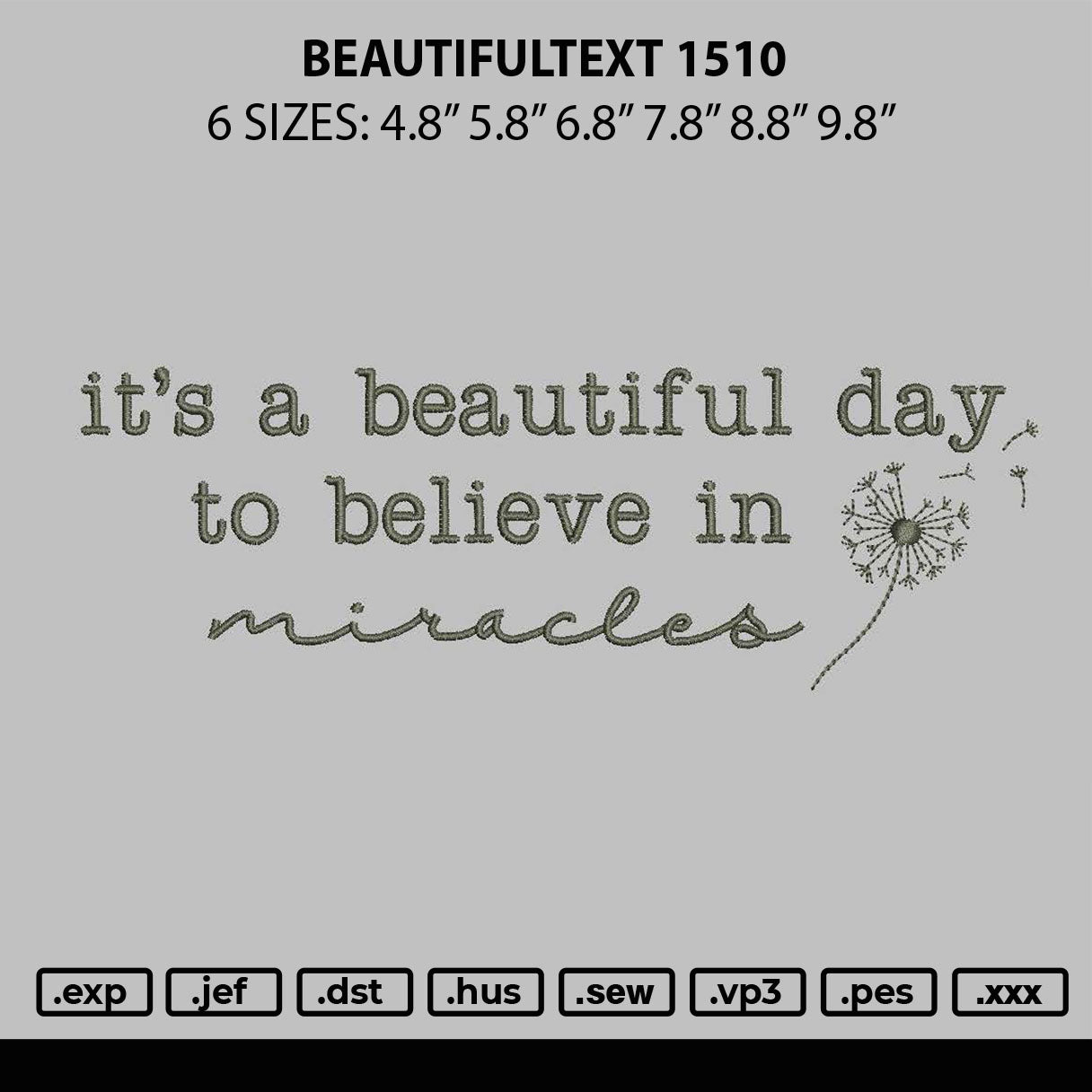 Beautiful 1510 Embroidery File 6 sizes