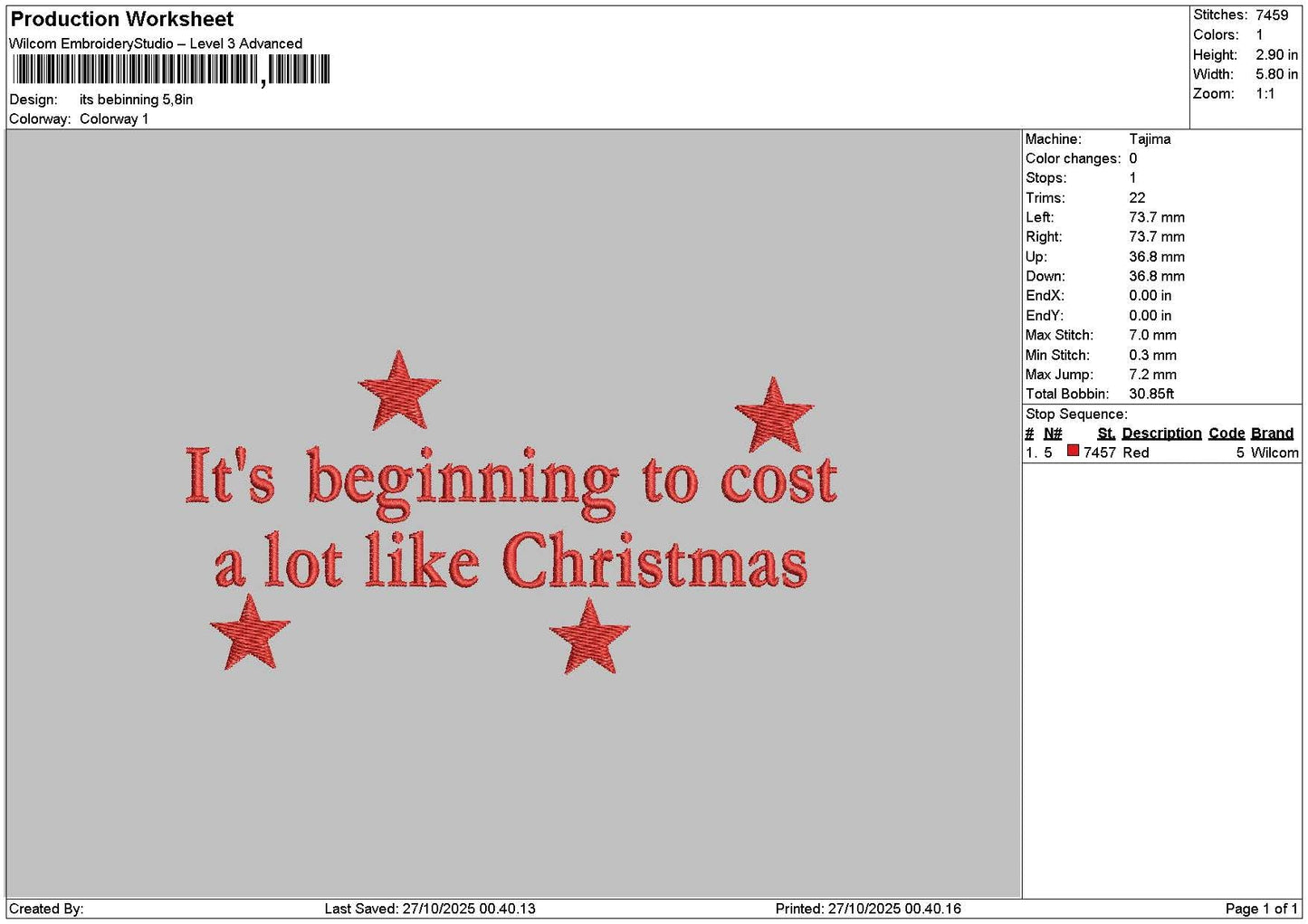 Beginningtext 2710 Embroidery File 6 sizes