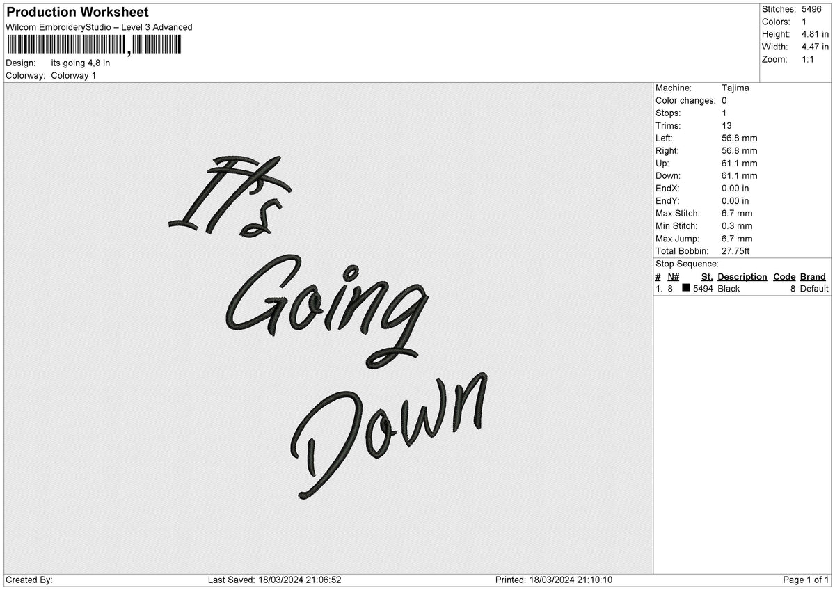 its going Embroidery File 6 size
