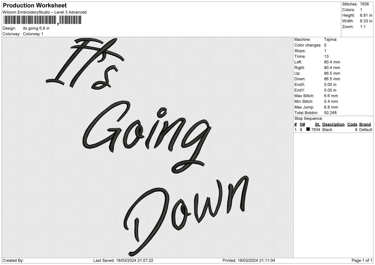 its going Embroidery File 6 size