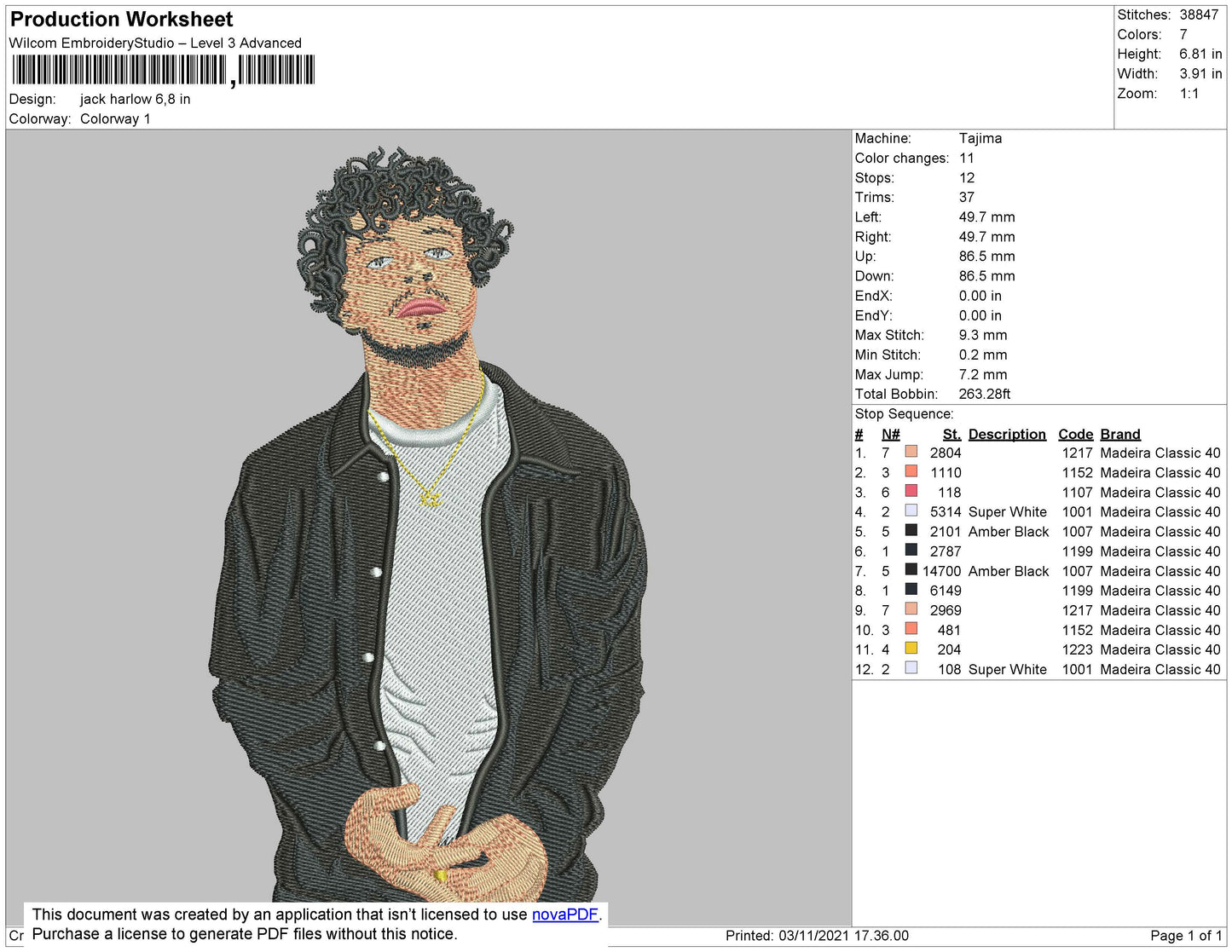 Jack Harlow Embroidery