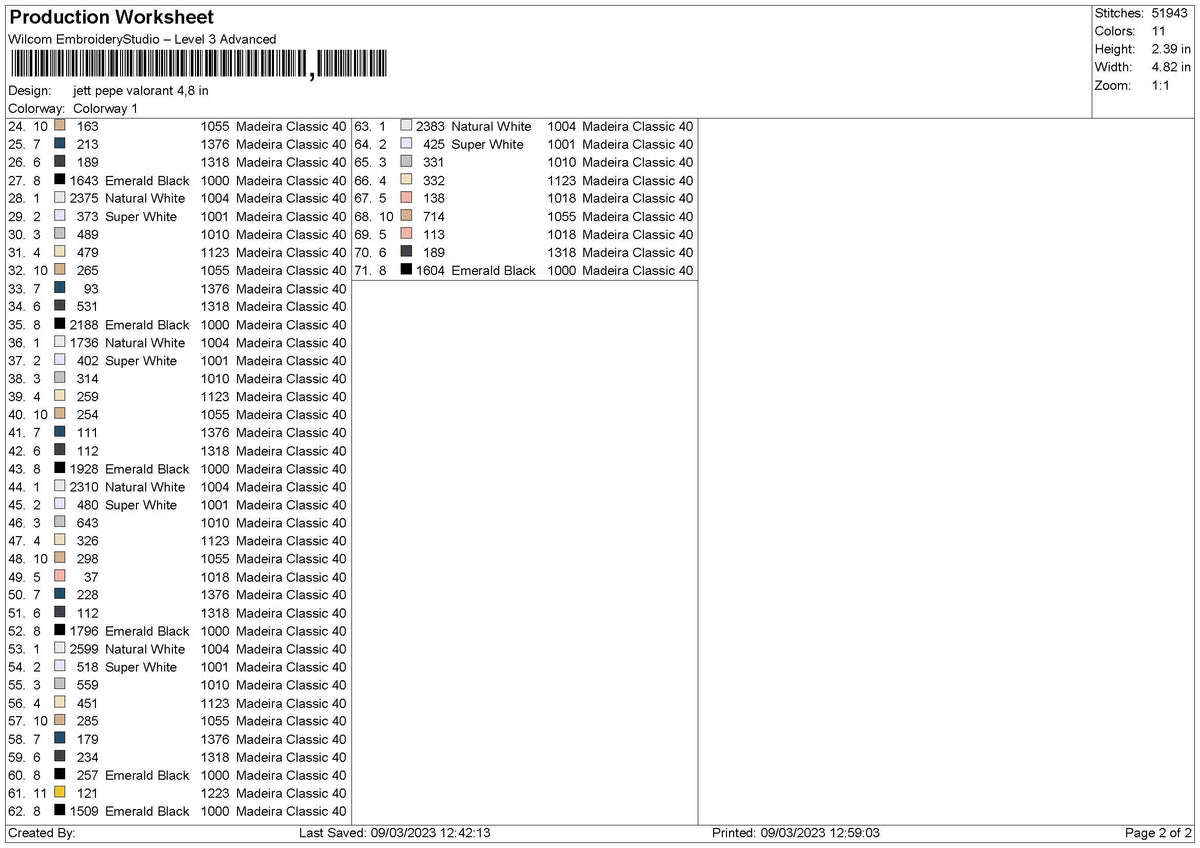 Jett V Embroidery File 6 sizes