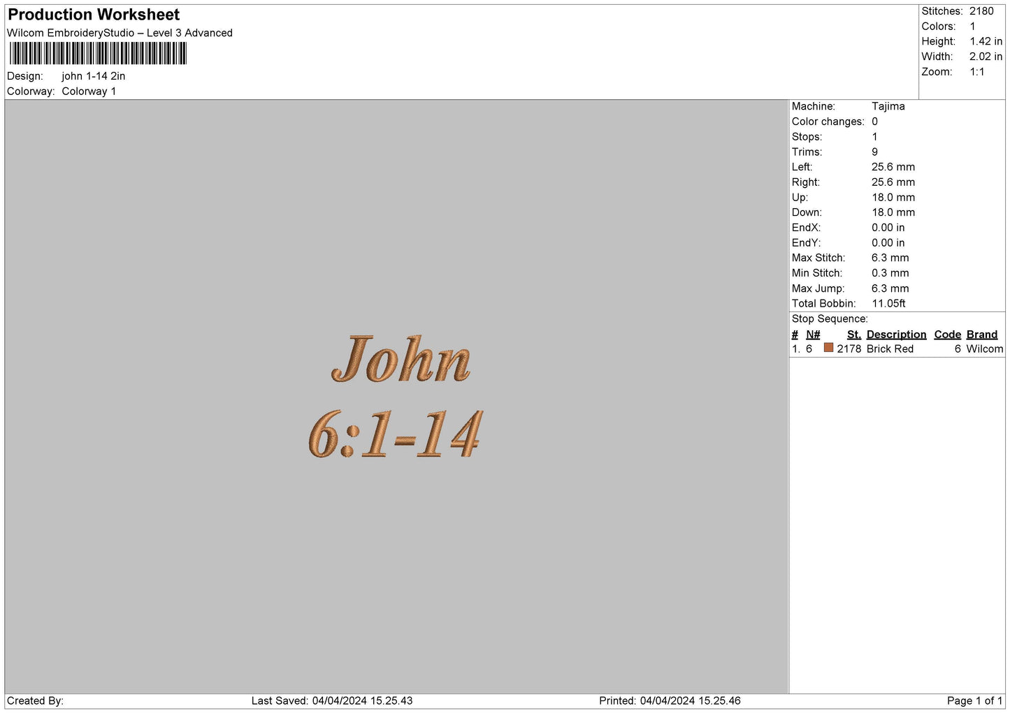 Johntext Embroidery File 6 sizes