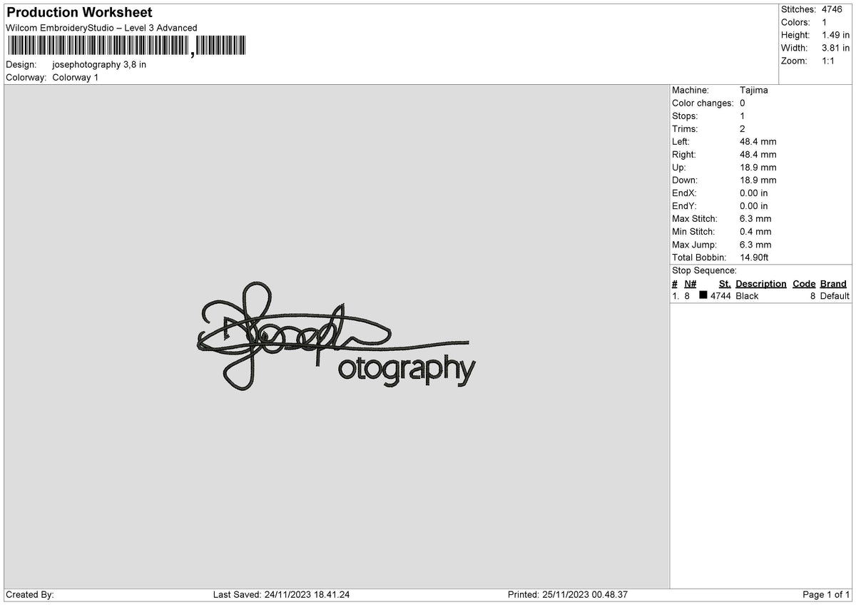Photography 2511 Embroidery File 6 sizes