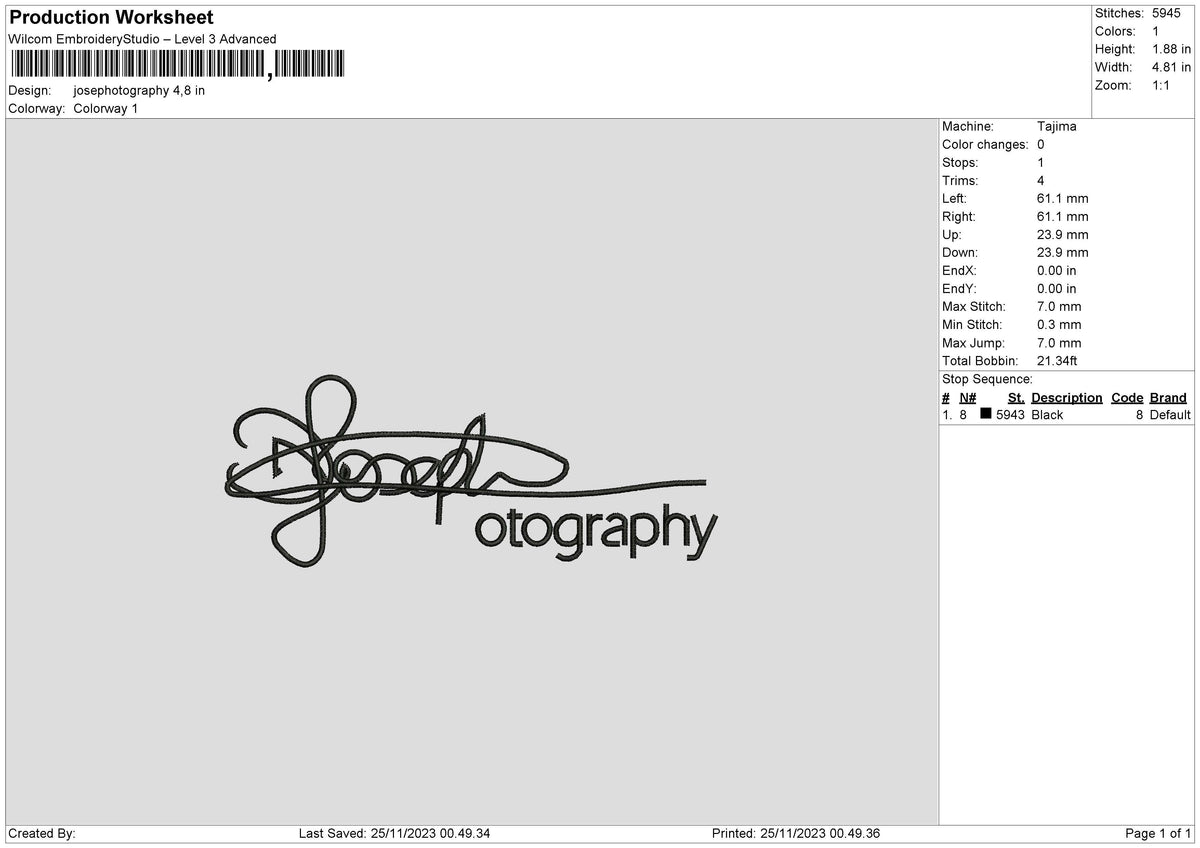 Photography 2511 Embroidery File 6 sizes