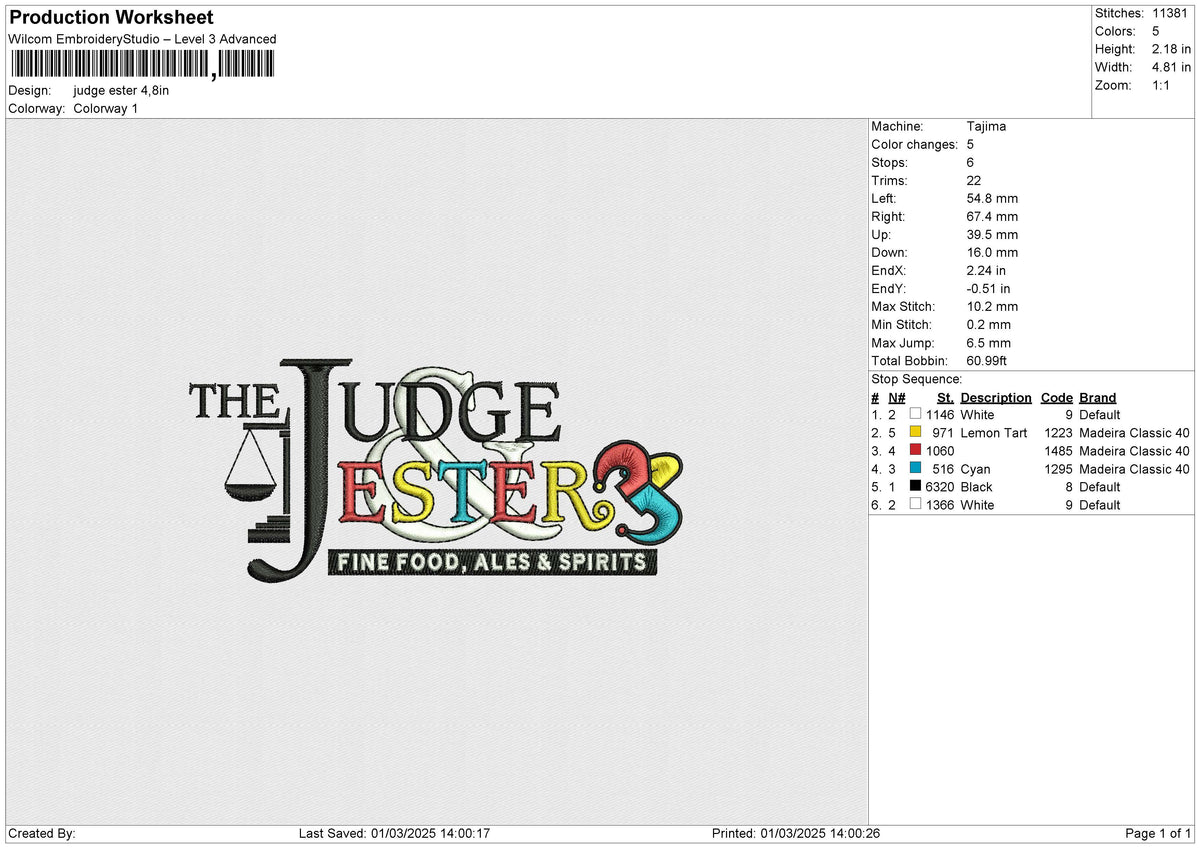 Judge ester Embroidery File 6 size