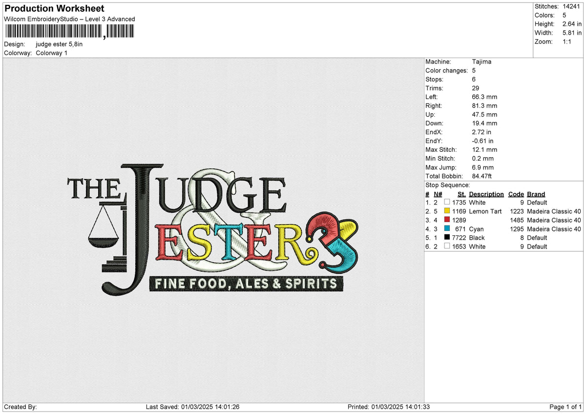 Judge ester Embroidery File 6 size
