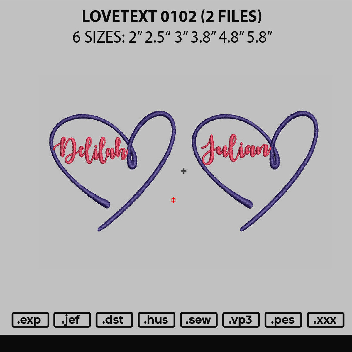 Lovetext 0102 Embroidery 2 Files