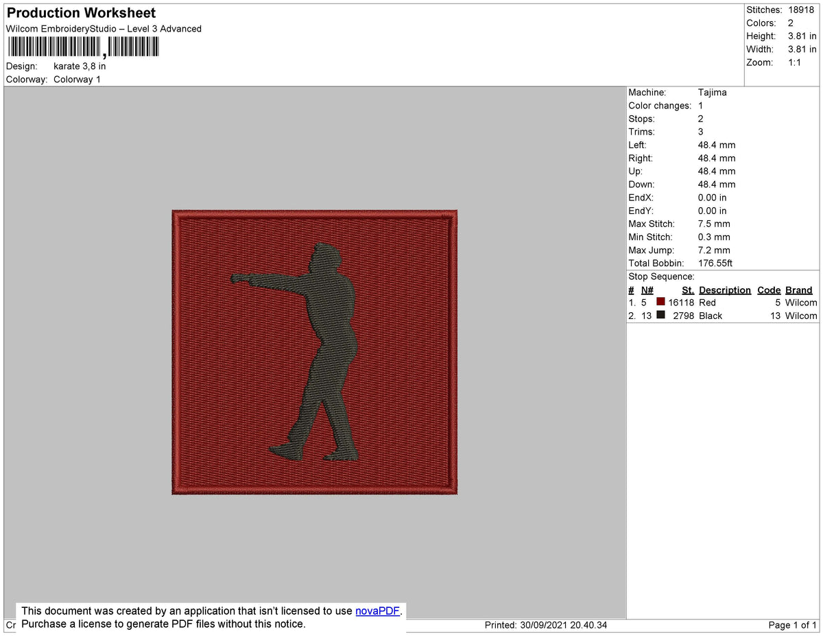 Karate Embroidery File 4 size