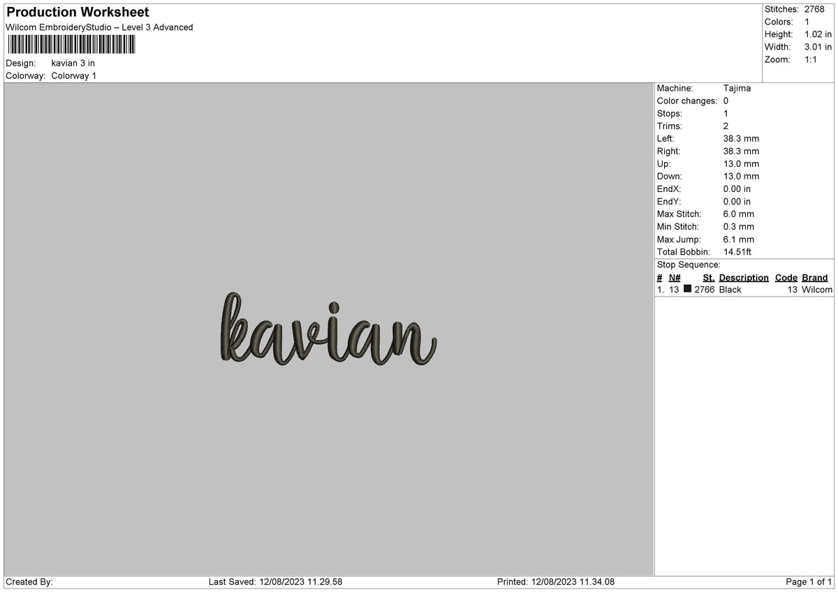 Kavian Embroidery File 6 sizes