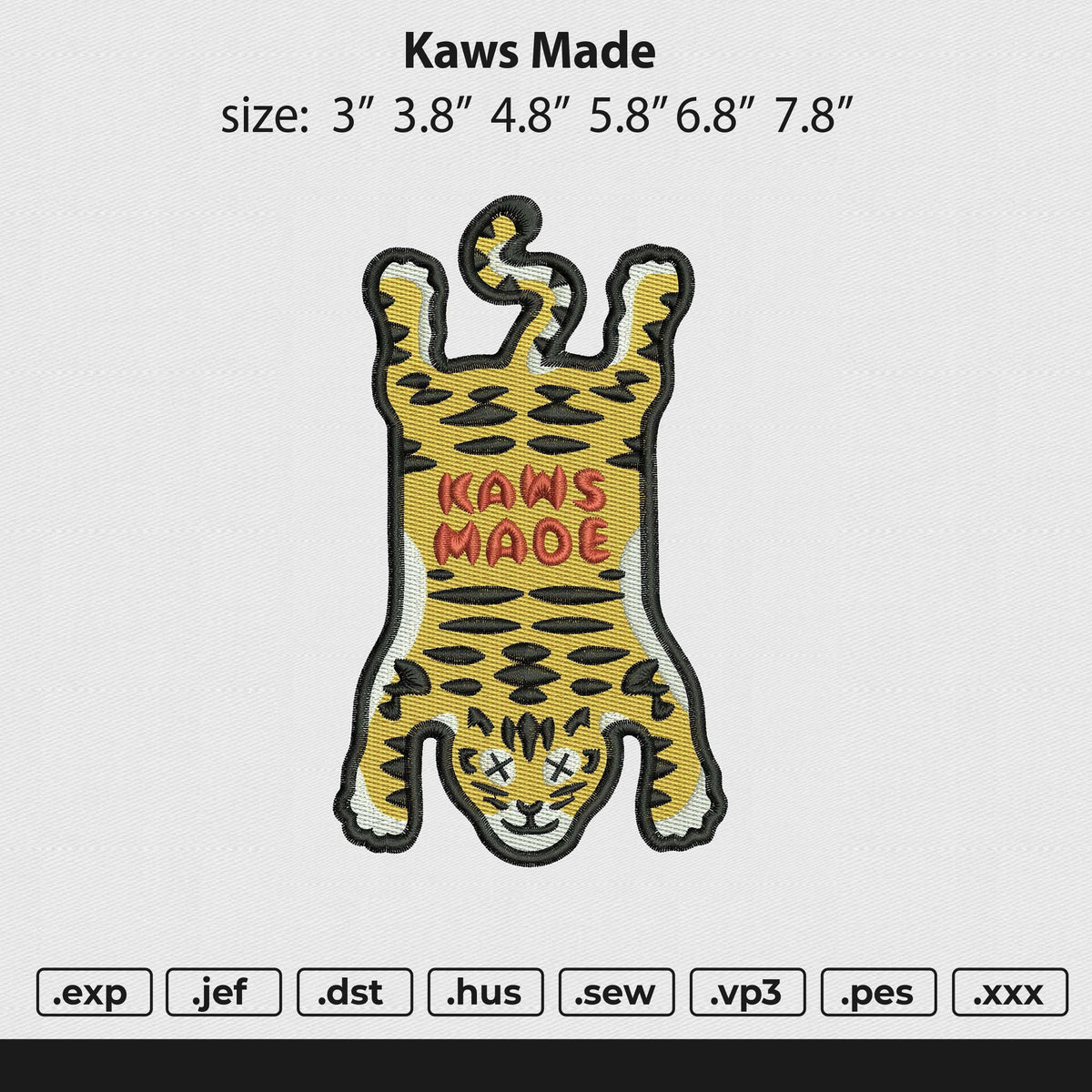 Kaws Made Embroidery File 6 size