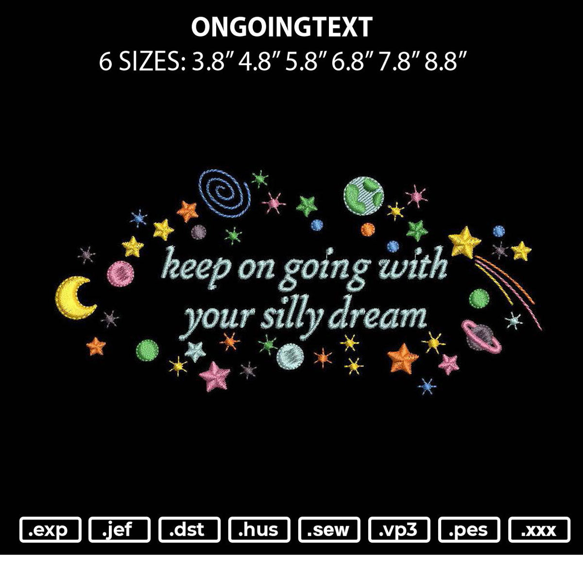 Ongoingtext Embroidery File 6 sizes