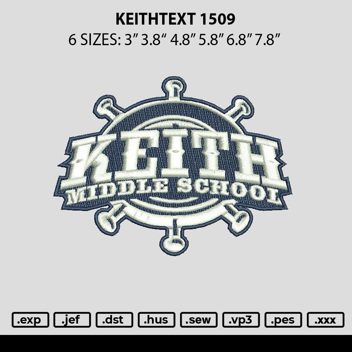 Keithtext 1509 Embroidery File 6 sizes
