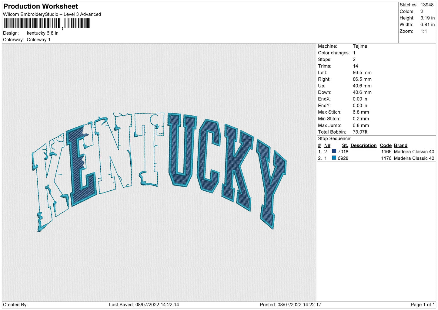 Kentucky Embroidery