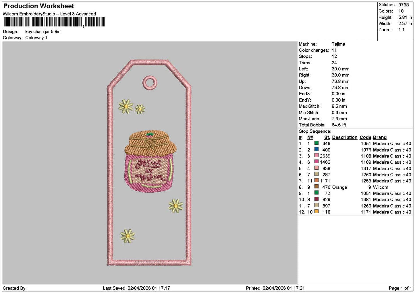 Jar 0204 Embroidery File 6 sizes