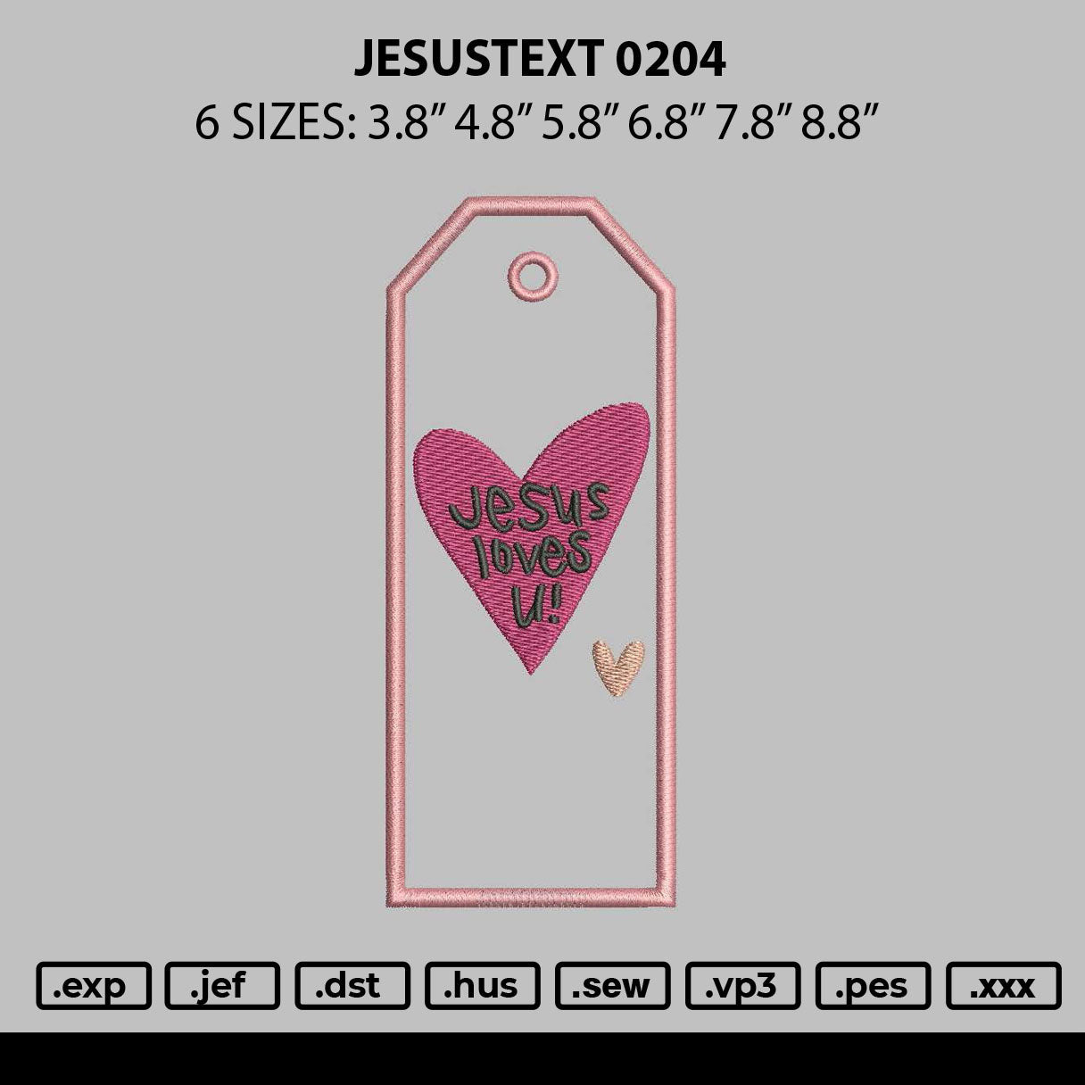 Jesustext 0204 Embroidery File 6 sizes