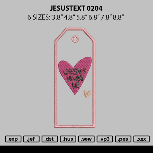 Jesustext 0204 Embroidery File 6 sizes