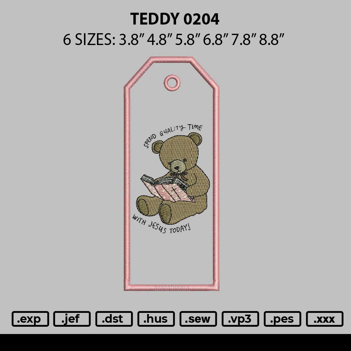 Teddy 0204 Embroidery File 6 sizes
