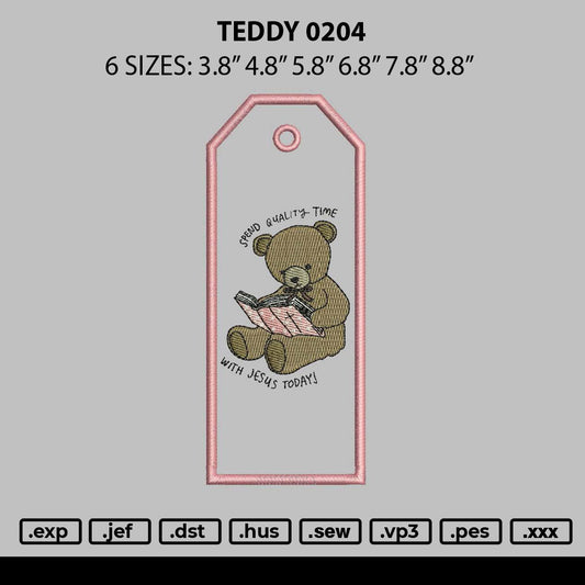 Teddy 0204 Embroidery File 6 sizes