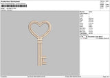 Key Heart V2 Embroidery File 6 sizes
