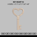 Key Heart V2 Embroidery File 6 sizes