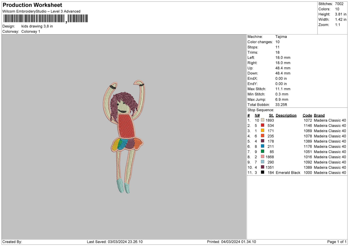 Kids Draw Embroidery File 6 sizes