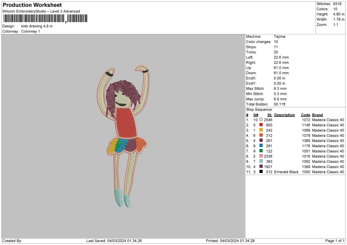 Kids Draw Embroidery File 6 sizes