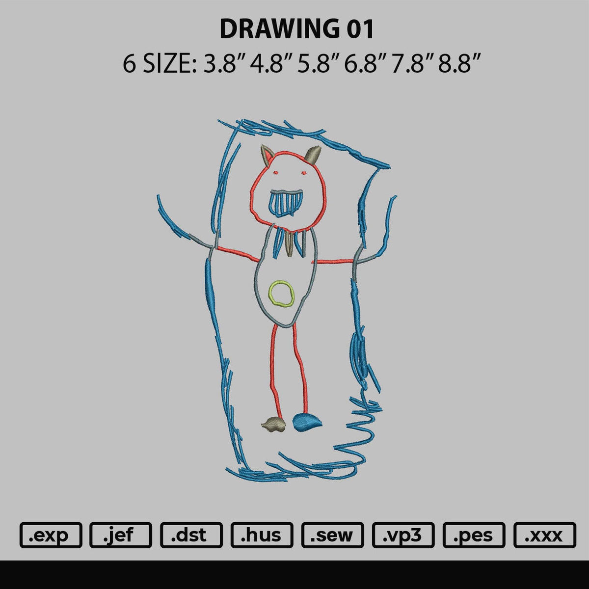 Drawing 01 Embroidery File 6 sizes