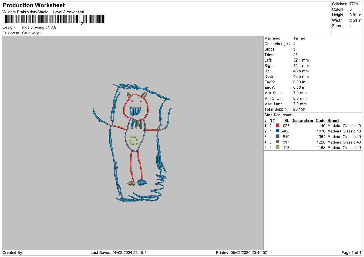 Drawing 01 Embroidery File 6 sizes